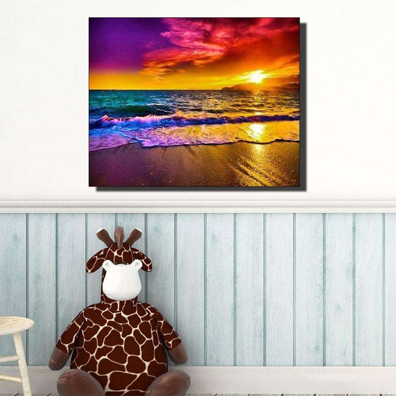 Bộ Tranh Đính Đá 5D Tự Làm Toàn Diện Hình Phong Cảnh Bãi Biển