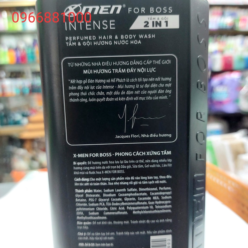 Xmen For Boss Chai Sữa Tắm Gội 2in1 650g Đỏ Intense