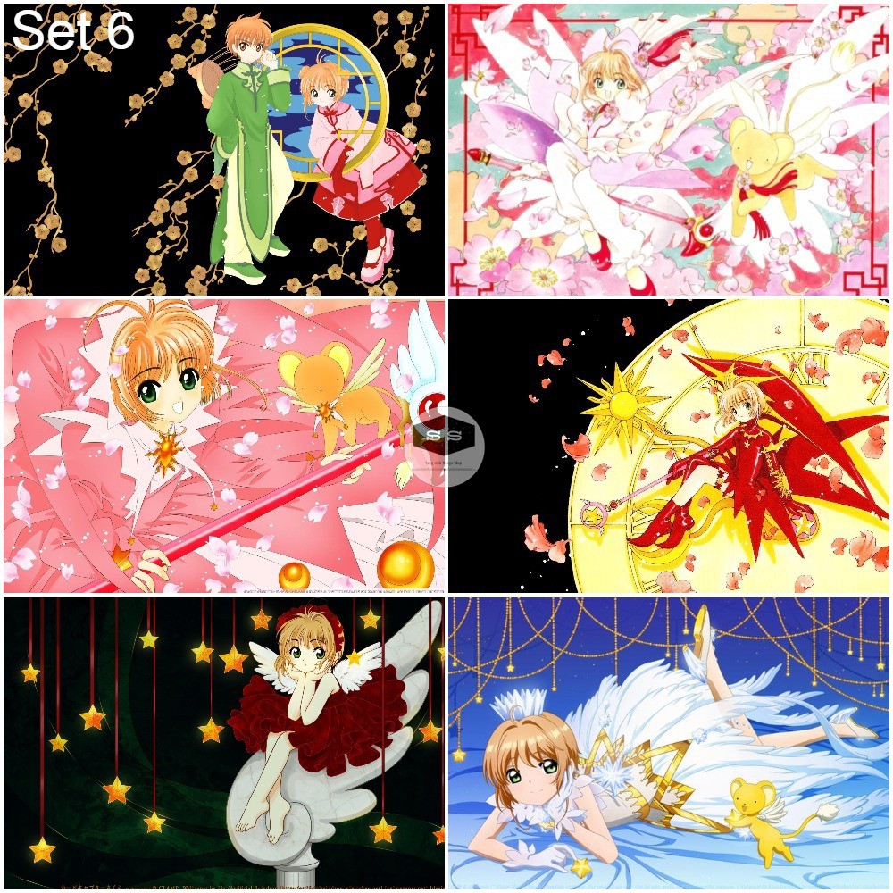 Bộ 6 Poster decal dán in hình anime Thủ Lĩnh Thẻ Bài - Cardcaptor Sakura A4, A5