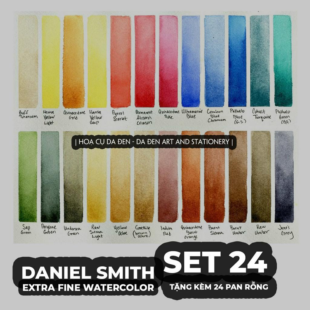 [DA ĐEN] Set 24 màu Nước nén Daniel Smith - Tặng kèm 24 Half Pans
