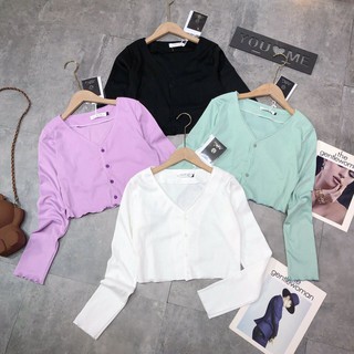 Áo croptop khuy chất thun tăm