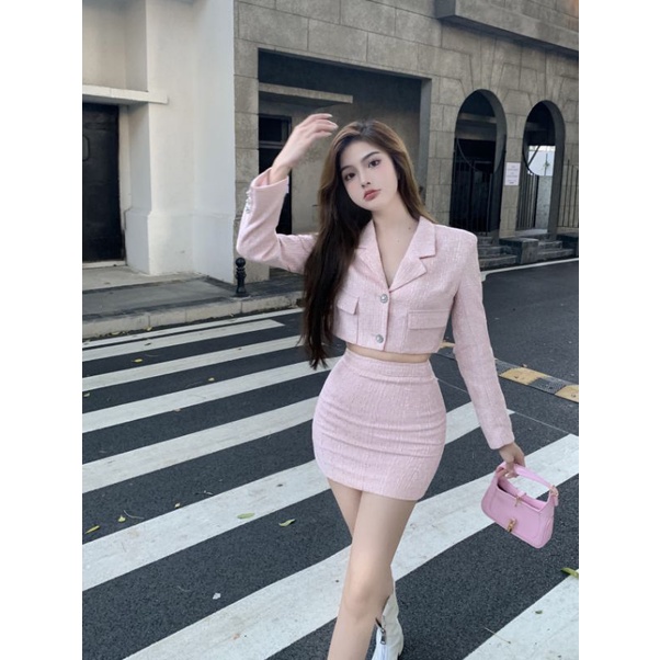❤od 2-3 tuần❤set váy vest hồng