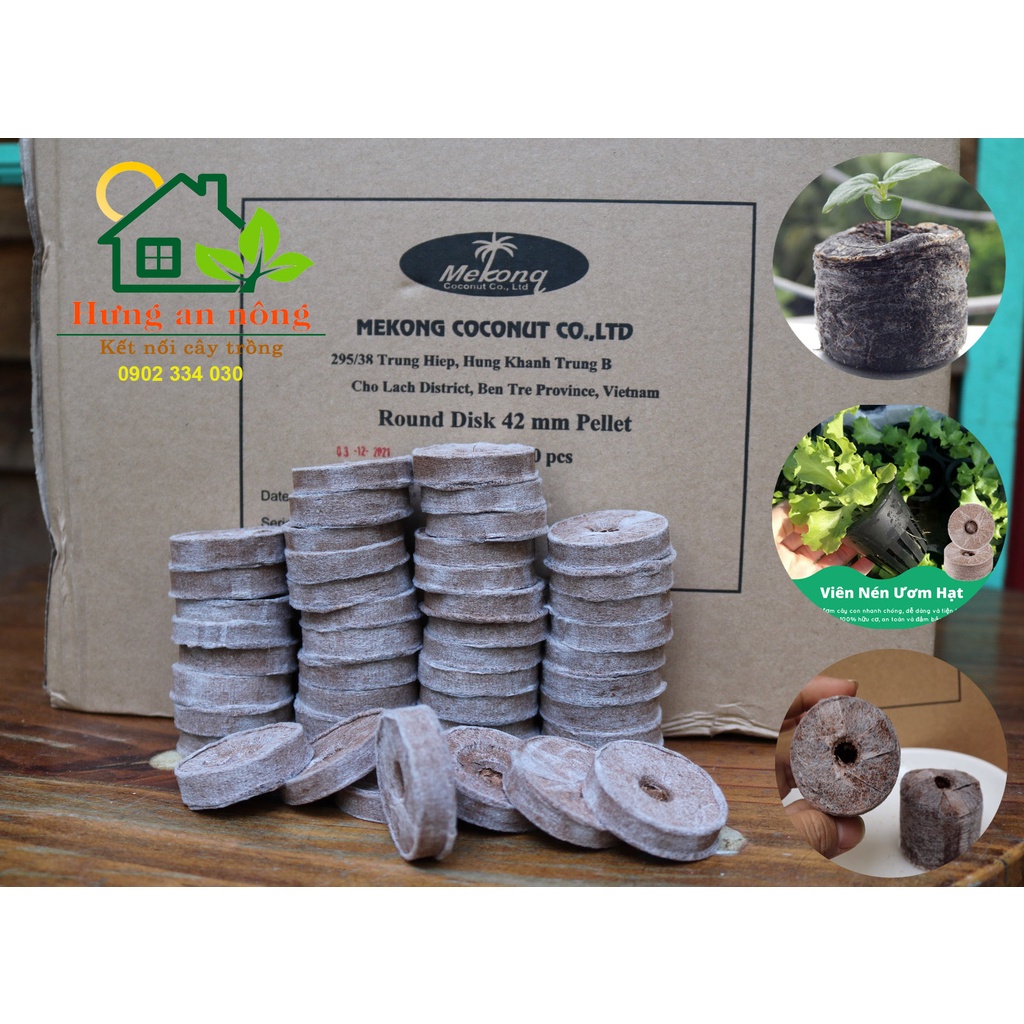 50 - 100 Viên nén xơ dừa ươm hạt giống thương hiệu Mekong