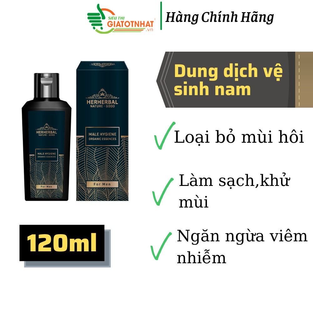 Dung dịch vệ sinh nam giới Herherbal 120ml tạo bọt thảo dược an toàn dịu nhẹ giúp làm sạch nấm ngứa khử mùi hôi hiệu quả