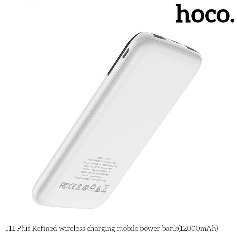 Pin sạc dự phòng không dây Hoco J11 Plus 12000mAh 2 cổng sạc Input / Output max 3A - Hàng chính hãng