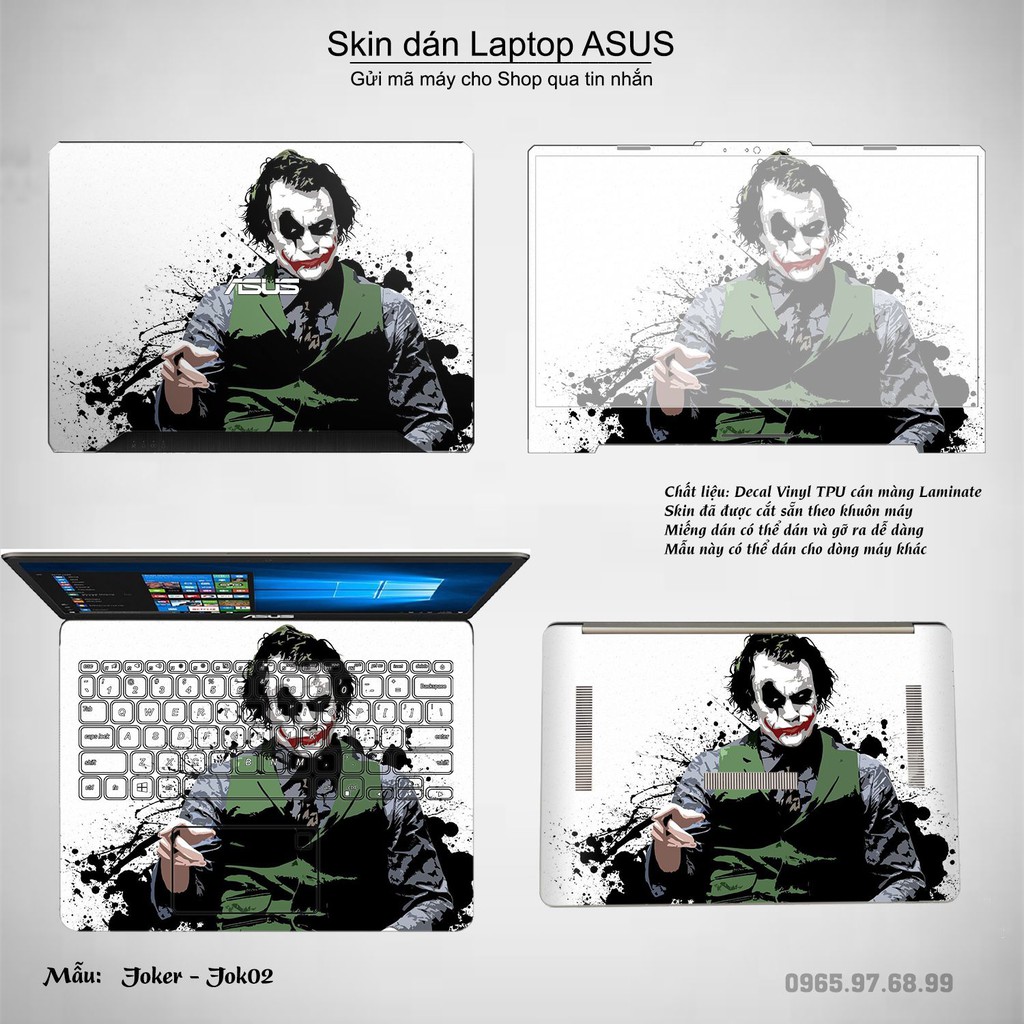 Skin dán Laptop Asus in hình Joker (inbox mã máy cho Shop)