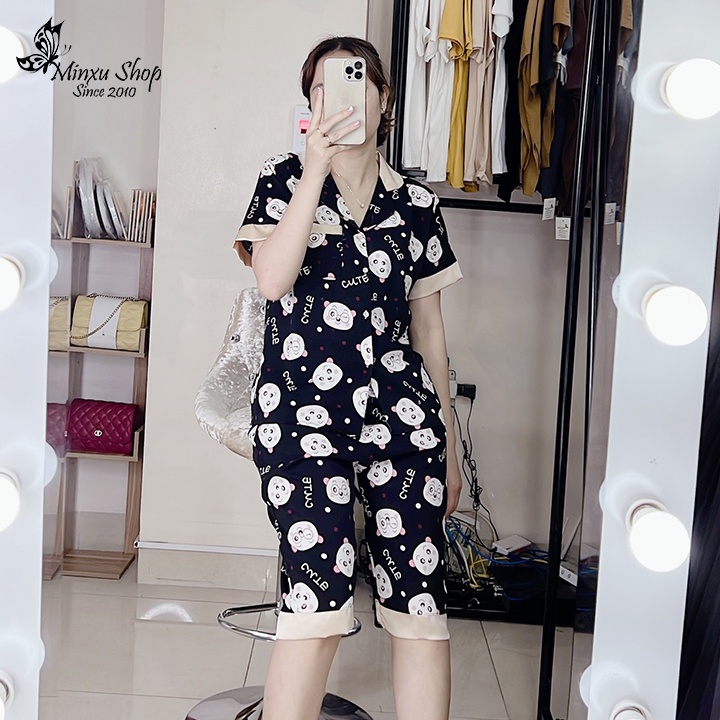 Đồ Ngủ Pijama Quần Lửng Tay Ngắn Vải Lụa Mango Mềm Mịn Siêu Xinh, Phom Thoải Mái Rộng Rãi Mã PB