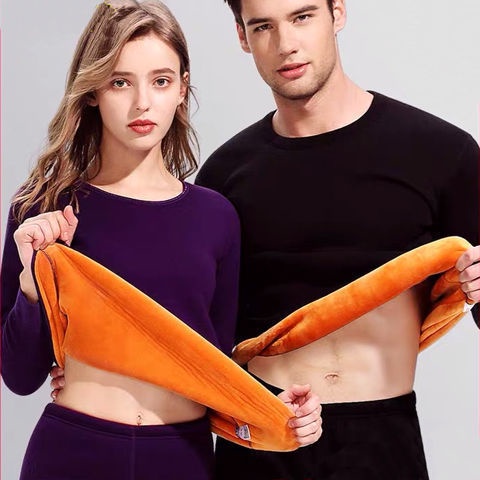 Bộ quần áo lót nhung cotton dày dặn giữ ấm thời trang mùa thu cho nam nữ