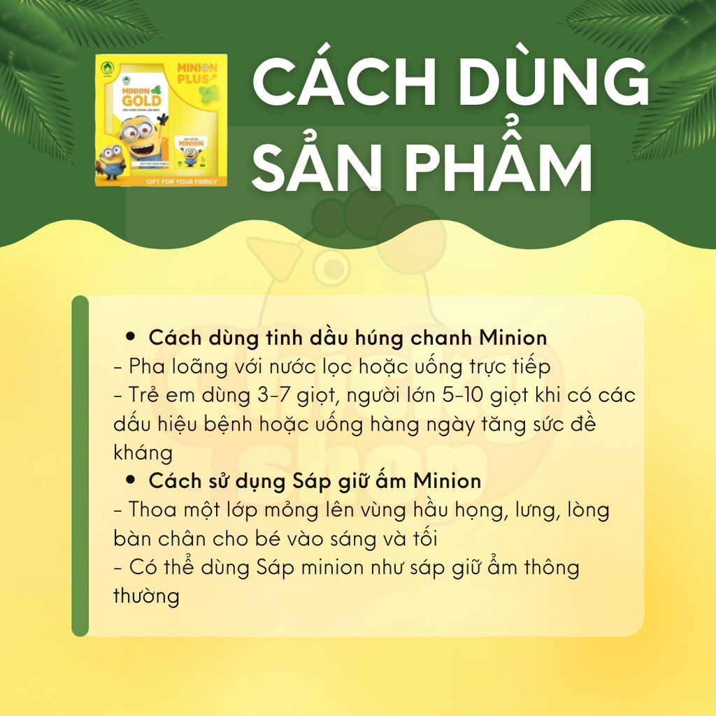 Minion Plus Combo dầu húng chanh và sáp ấm Minion tăng đề kháng giảm ho cảm sốt nghẹt mũi rôm sảy mẩn ngứa