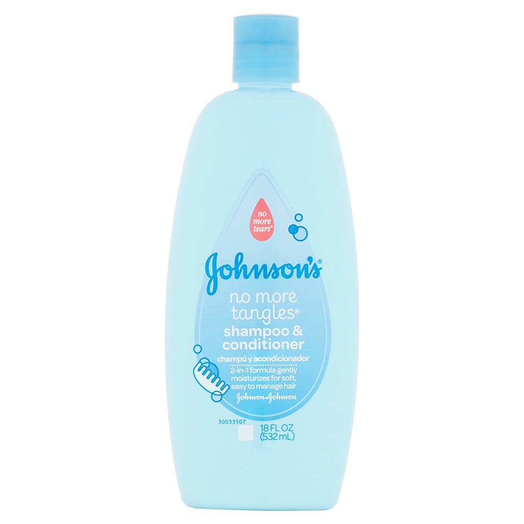 Dầu gội trẻ em giúp tóc không rối Johnson's No More Tangles Extra Conditioning Shampoo &amp; Detangler 532ml (Mỹ)