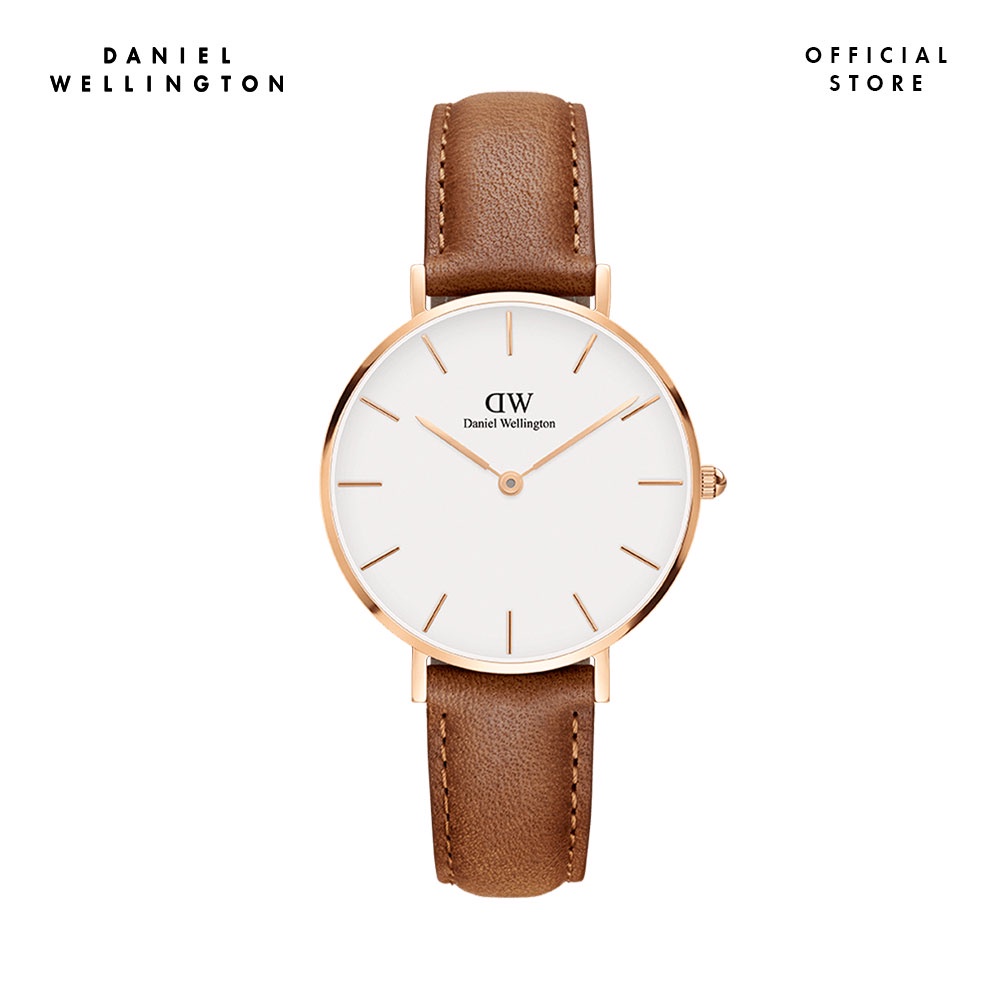 Đồng hồ Nữ Daniel Wellington dây da - Petite Durham mặt trắng - vỏ vàng hồng