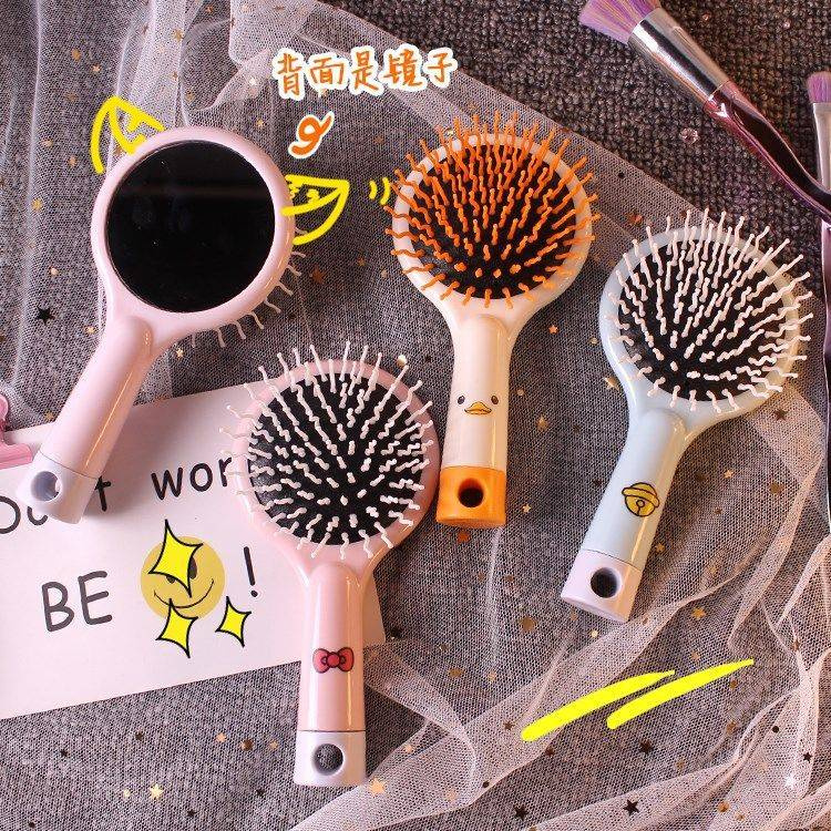 [Hàng mới về] Lược chải tóc tích hợp gương 2 trong 1 tiện lợi cho nữ