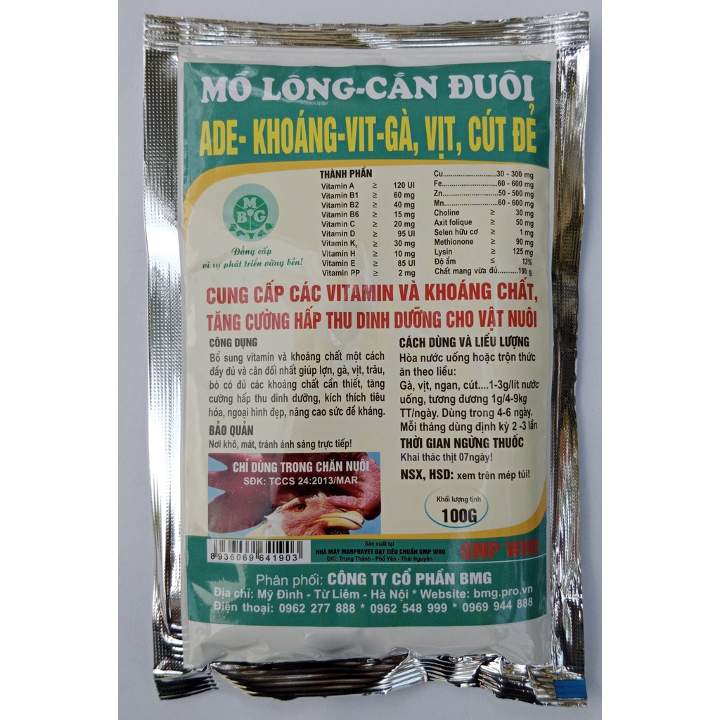 1 gói ngày ngày lớn 100g Premix khoáng vi lượng dùng tốt cho gia súc, gia cần, gà chọi, gà đá, chim cảnh