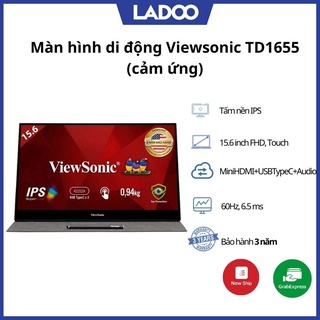 Màn hình di động Viewsonic TD1655 (15.6inch/ FHD/ IPS/ 6.5ms/ 60Hz/ 250nits/ MiniHDMI+USBTypeC+Audio/ 15000hrs/ Touch)