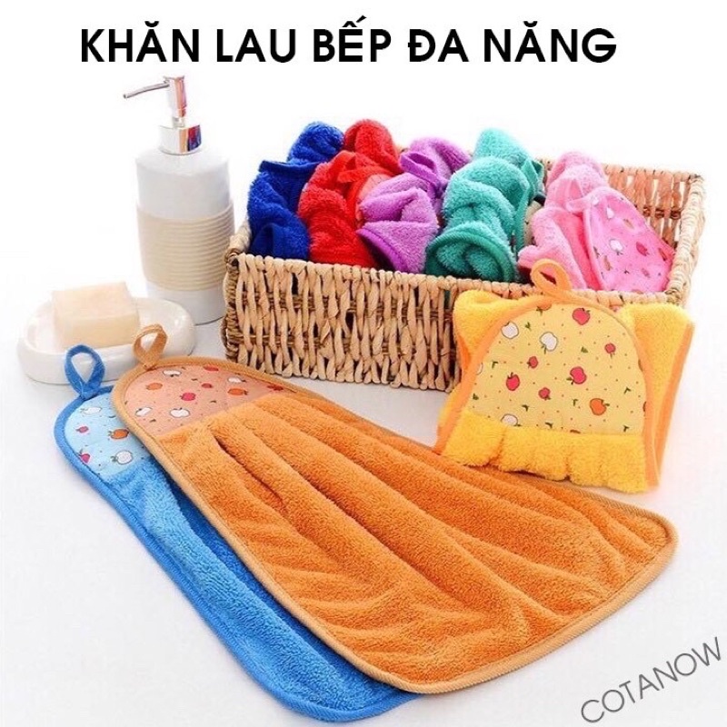 Khăn lau bếp lau tay [Loại 1] có móc treo tiện lợi , chất dày dặn