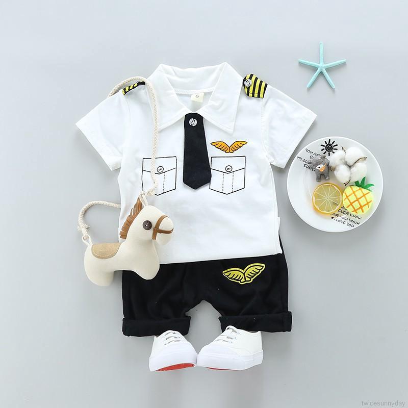 Set áo thun phối cà vạt + quần short cho bé trai