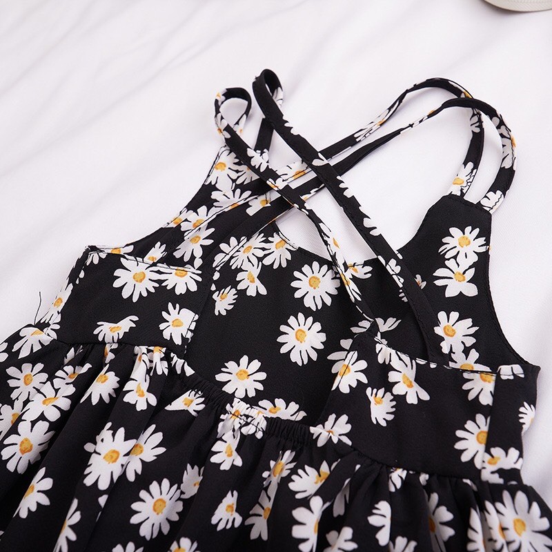 Váy Maxi Vải Lụa Hoa Cúc Lưng Đan Dây Chéo Cực Đẹp Cho Bé Unchi Store (V410)