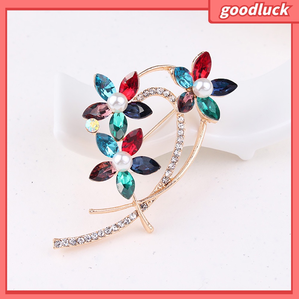 Trâm Cài Áo Hình Hoa Đính Đá Và Ngọc Trai Nhân Tạo Thời Trang