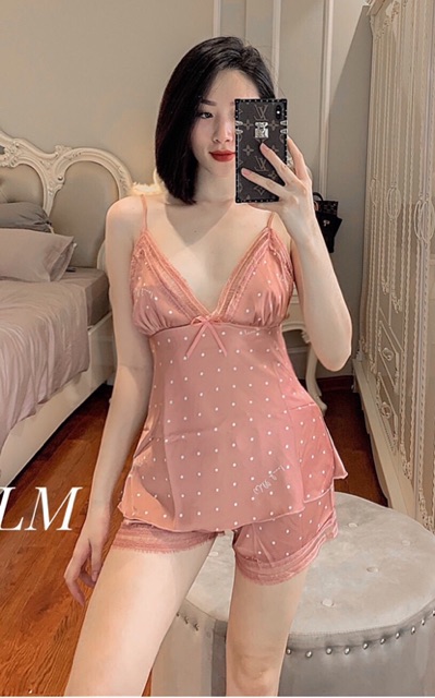 SÉT BỘ MẶC NHÀ CHẤM BI CHẤT ĐẸP MS18377