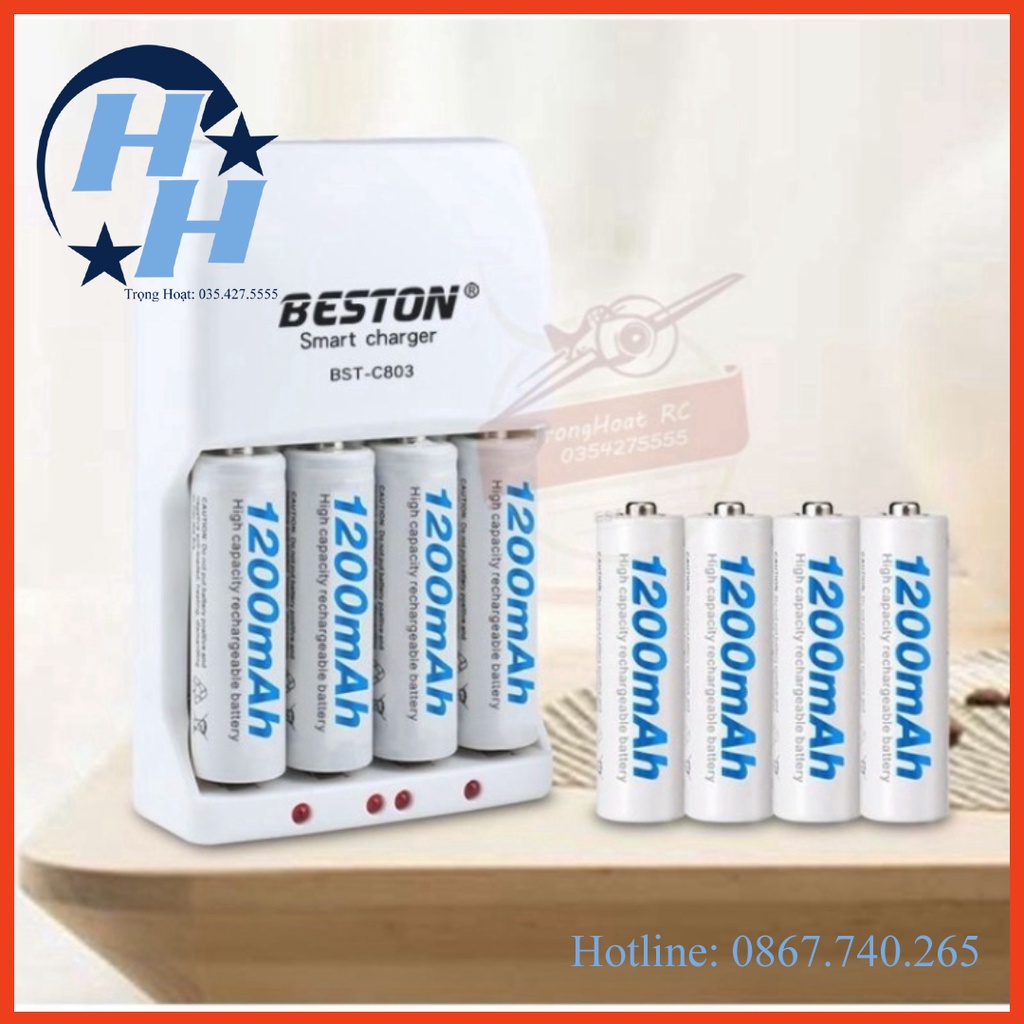 Combo 4 pin AA 1200mAh kèm sạc hãng BESTON