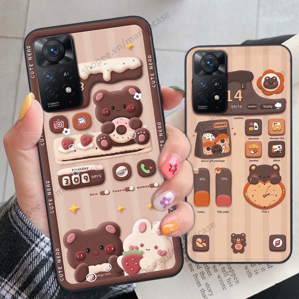 Ốp lưng Xiaomi Redmi Note 11 4G / Note 11S / Note 11 Pro 5G hình gấu, thỏ, đồng hồ cute dễ thương