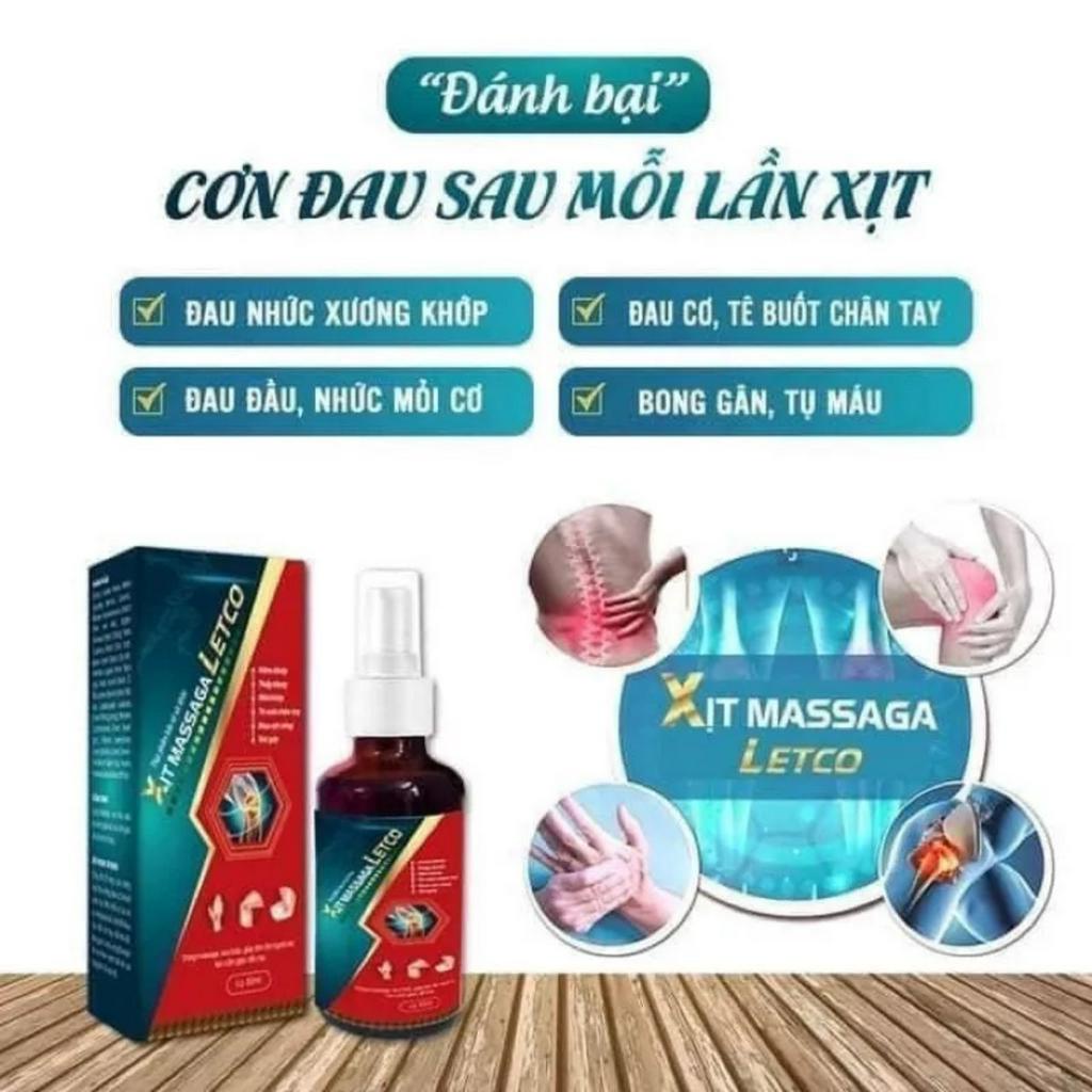 Xịt massage Letco - giảm tê buốt, nhức mỏi đau cơ, xương khớp
