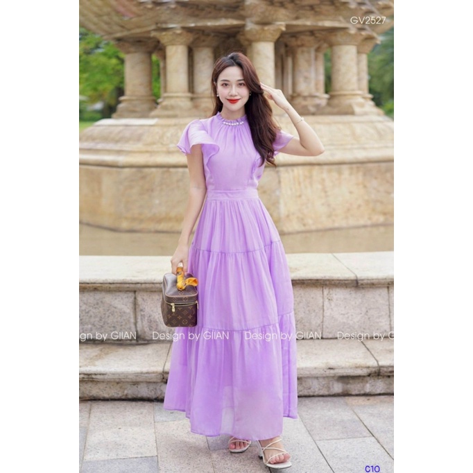 (Free Ship) ĐẦM VOAN CHIFON CỔ CAO TAY NGẮN DÁNG XÒE ĐỘC LẠ PHONG CÁCH HÀN QUỐC MẶC LÀ MÊ UP Shop VLTN