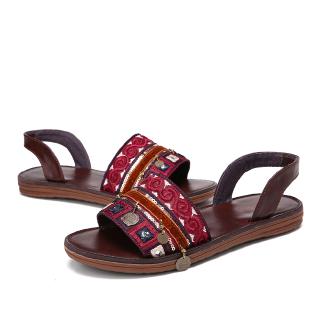 Giày Sandal Nữ Đan Len Đính Đá Pha Lê