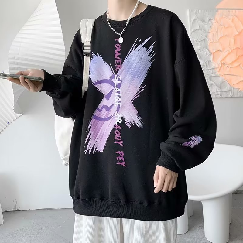 Áo Nỉ Tay Dài Dáng Rộng In Chữ Phong Cách Hip Hop Đường Phố Hàn Quốc Cỡ M-5XL Thời Trang Cho Nam Và Nữ