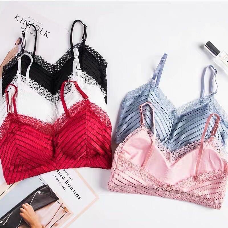 Laấy đánh giá Bán lỗ vốn Áo 3 màu ĐEN- HỒNG- NUDE CHẠY REN QUANH BẦU NGỰC THẬT SANG