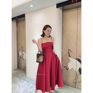 ĐẦM DỰ TIỆC 2 DÂY DÁNG XOÈ CỰC SANG