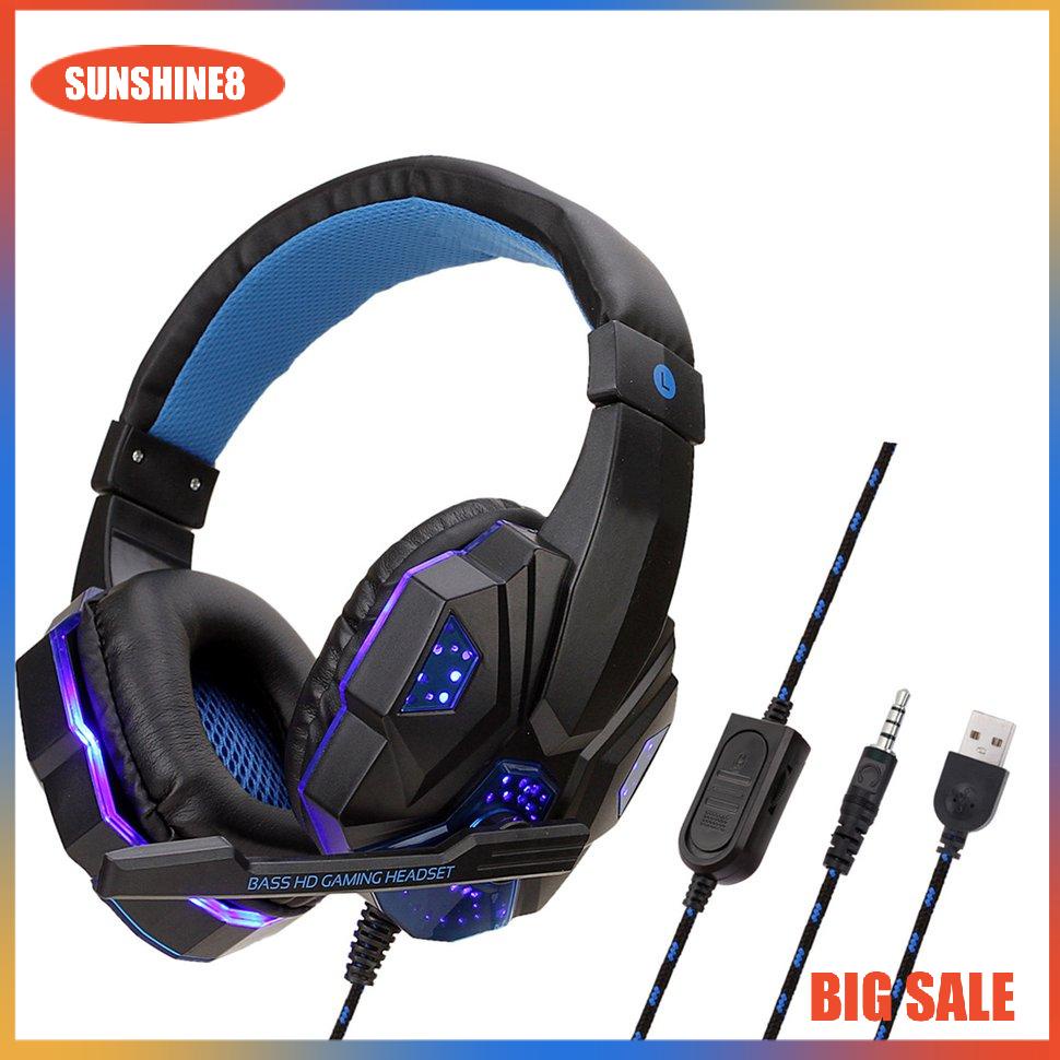【SUN】Professional Led Gaming Headphones for PC for PS4 Adjustable Headset With Mic