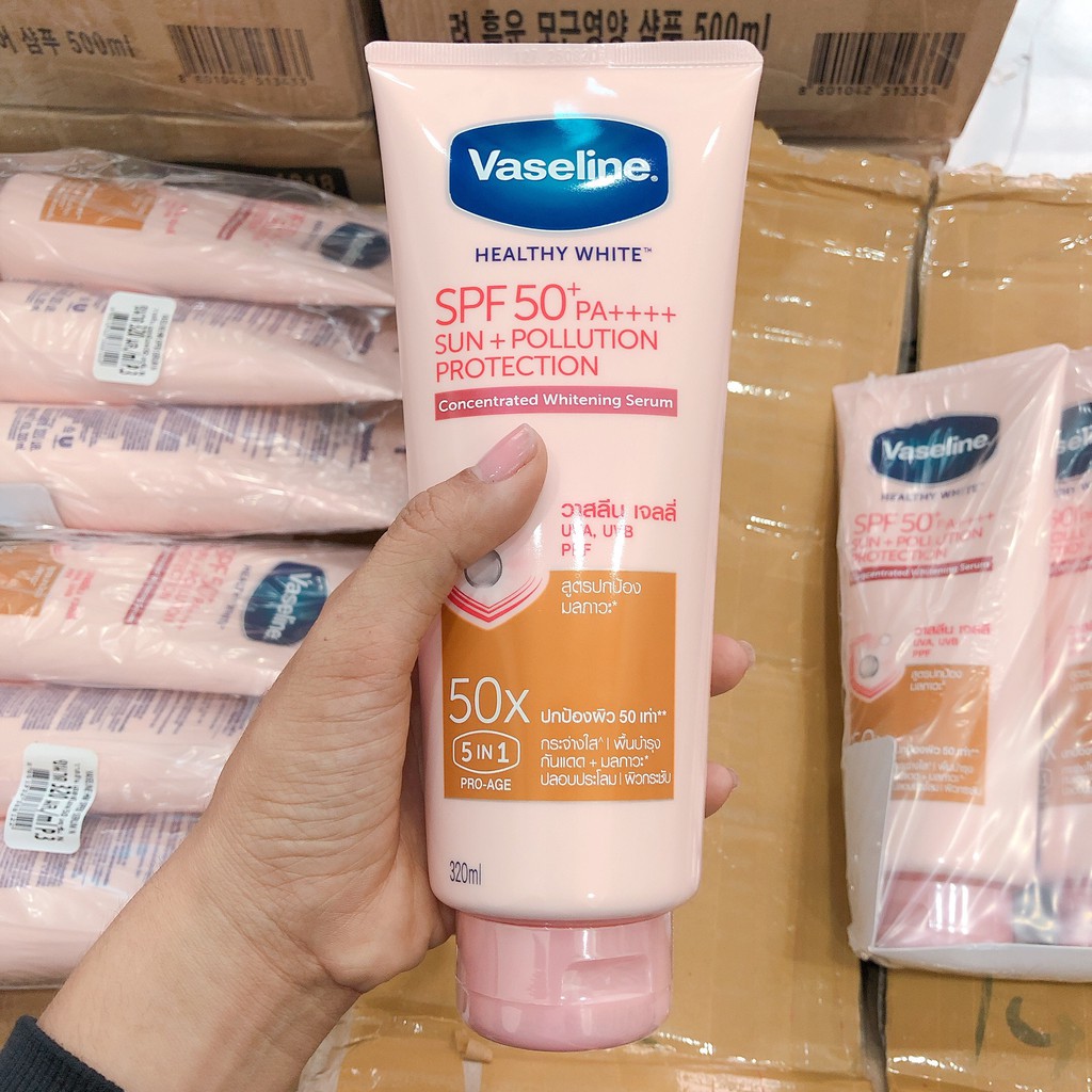 [NEW 2022] Sữa Dưỡng Thể Vaseline chống nắng Healthy Bright 50X Tuýp 320ml Thái Lan - Dưỡng Thể Vaseline 10x Gluta Hya