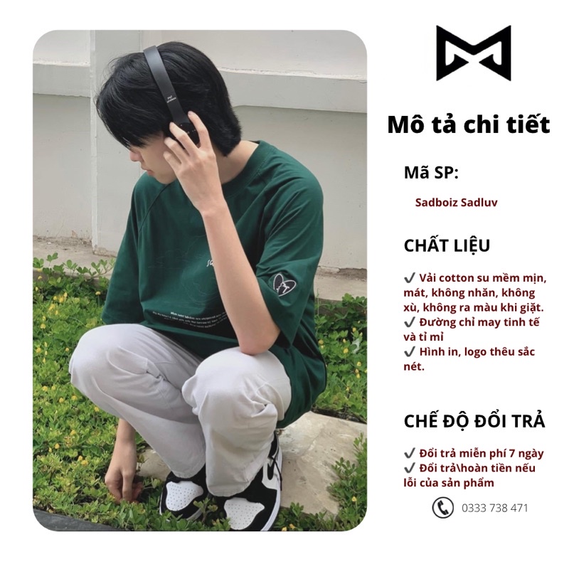 Áo thun SADBOIZ SADLUV tay lỡ form rộng chất cotton, áo phông Unisex Sadboiz nam nữ Xanh lá phong cách hàn quốc Ulzzang | BigBuy360 - bigbuy360.vn