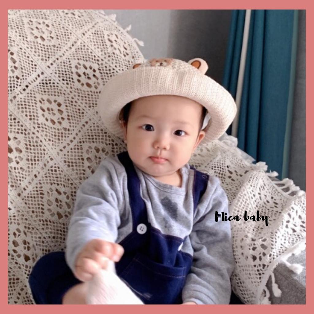 Mũ cói hè tai gấu thoáng khí dễ thương cho bé từ 6 tháng-2 tuổi Mica baby MH113