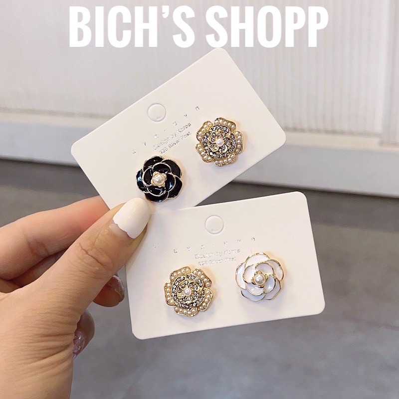 Khuyên tai nữ cá tính hình hoa trà phong cách hàn quốc