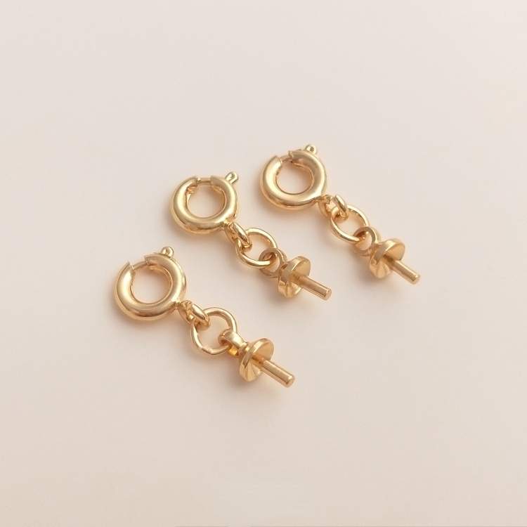 [Little Blu] Mặt Dây Chuyền Hạt Pha Lê Đồng 14K Khóa Cài Lò Xo Đính Ngọc Trai Pha Lê Có Lỗ Xỏ Hạt Pha Lê Màu Sắc