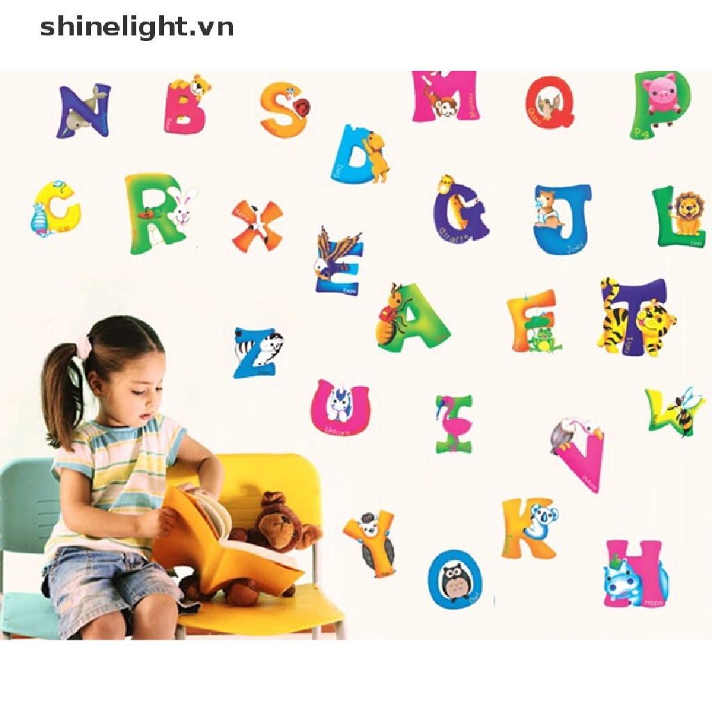 Giấy Dán Tường PVC Hình Bảng Chữ Cái A-Z Trang Trí Phòng Bé