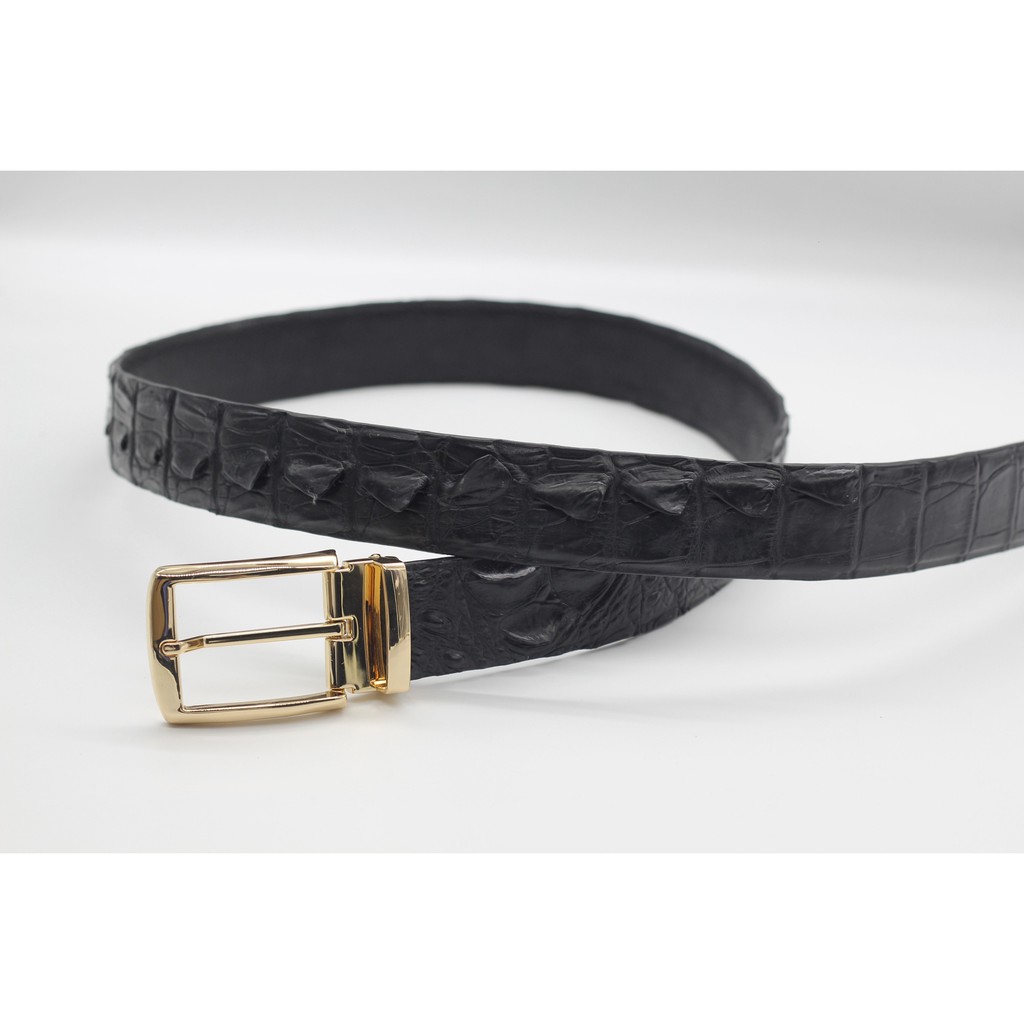 [MÀU ĐEN] DÂY NỊT LƯNG GAI DA CÁ SẤU BẢN LIỀN KHÔNG NỐI 4.0CM, DÂY GAI LƯNG BẢO HÀNH 12 THÁNG, TẶNG MÓC KHÓA CHÂN 50K