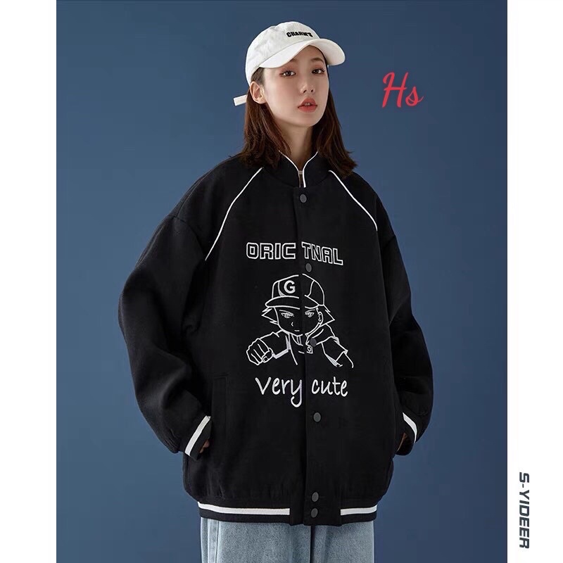 Áo khoác nỉ nam nữ bomber unisex Cậu bé very cute