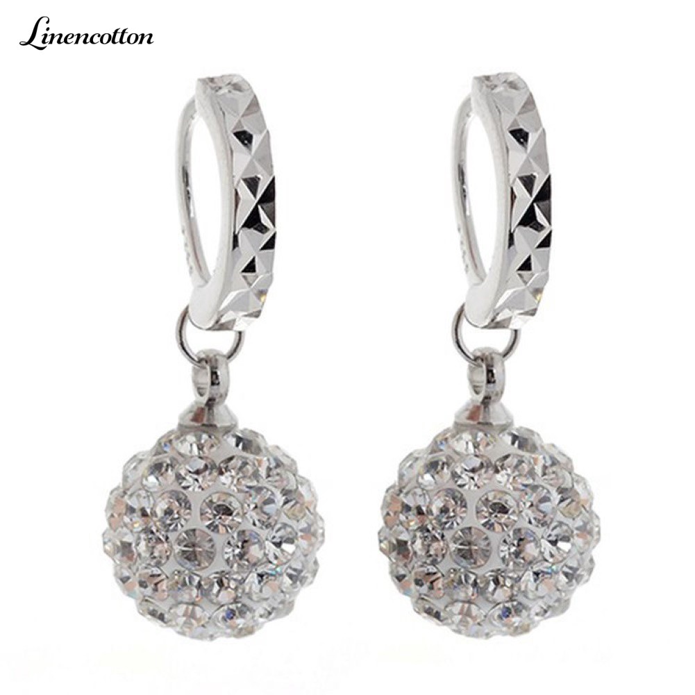 Hoa tai dáng tròn đính đá độc đáo