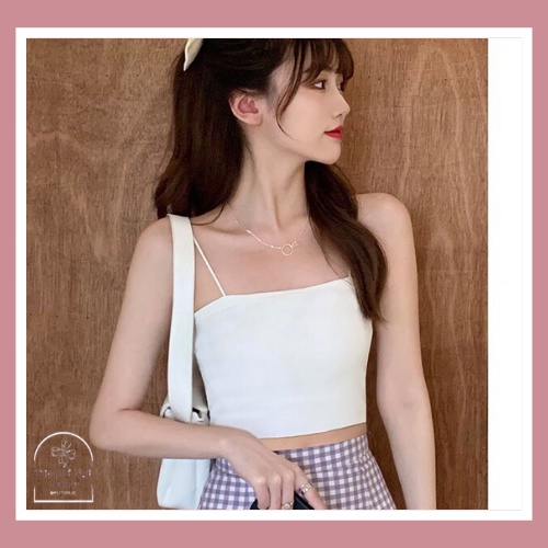 Áo 2 dây Croptop chất liệu cotton Đen-Trắng  xịn Freesize từ 38 đến 58kg phối đồ siêu chất