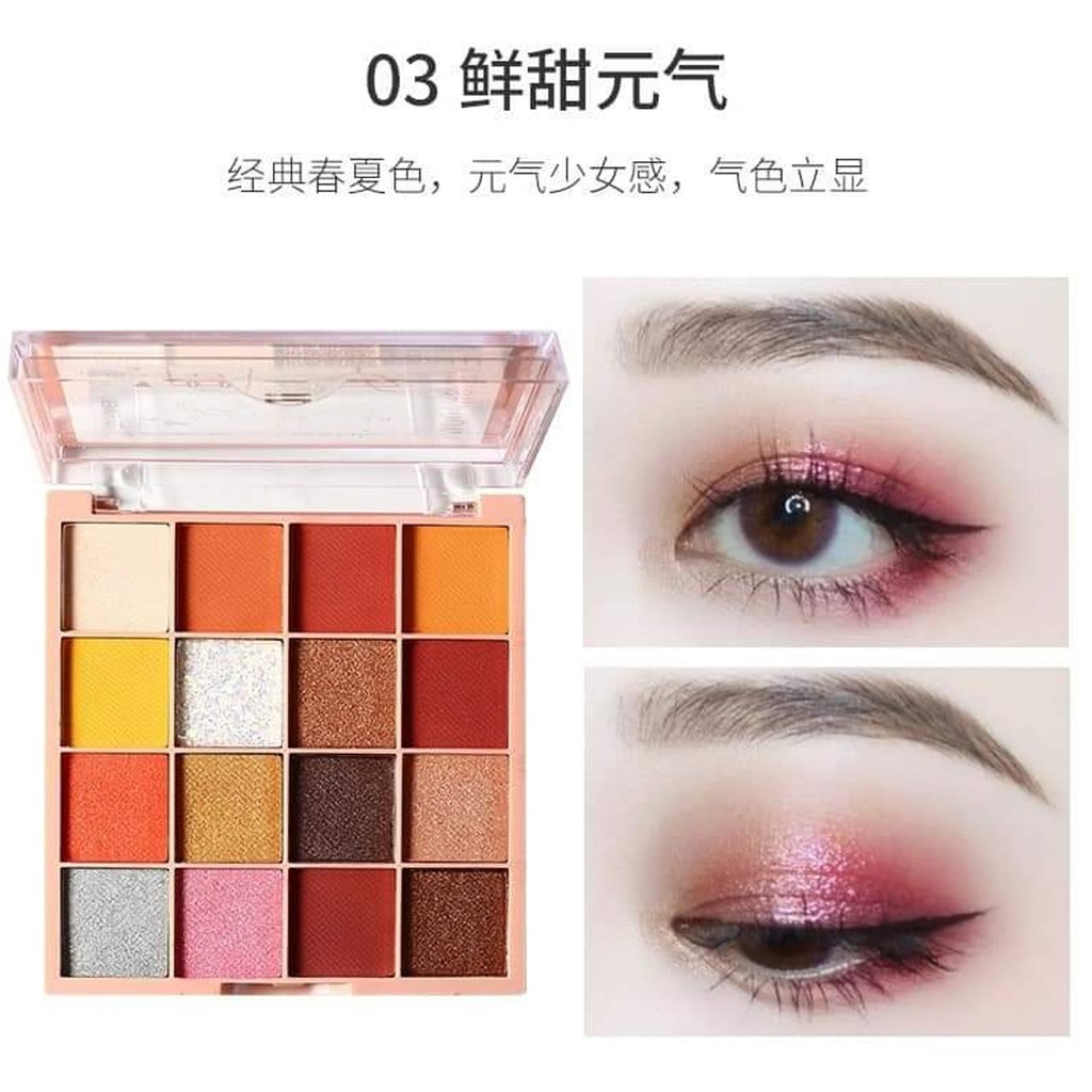 Bảng Phấn Mắt Lameila Tutu 16 ô màu Eye Shadow Coffee x Lemon Tea Có Nhũ | BigBuy360 - bigbuy360.vn