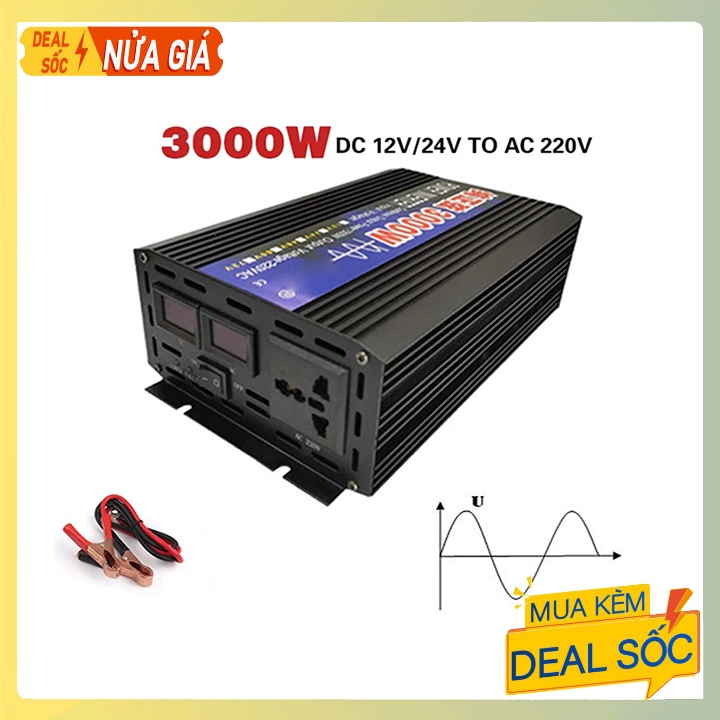 Bộ kích điện ac quy 24v lên 220v Sóng sin chuẩn 3000W