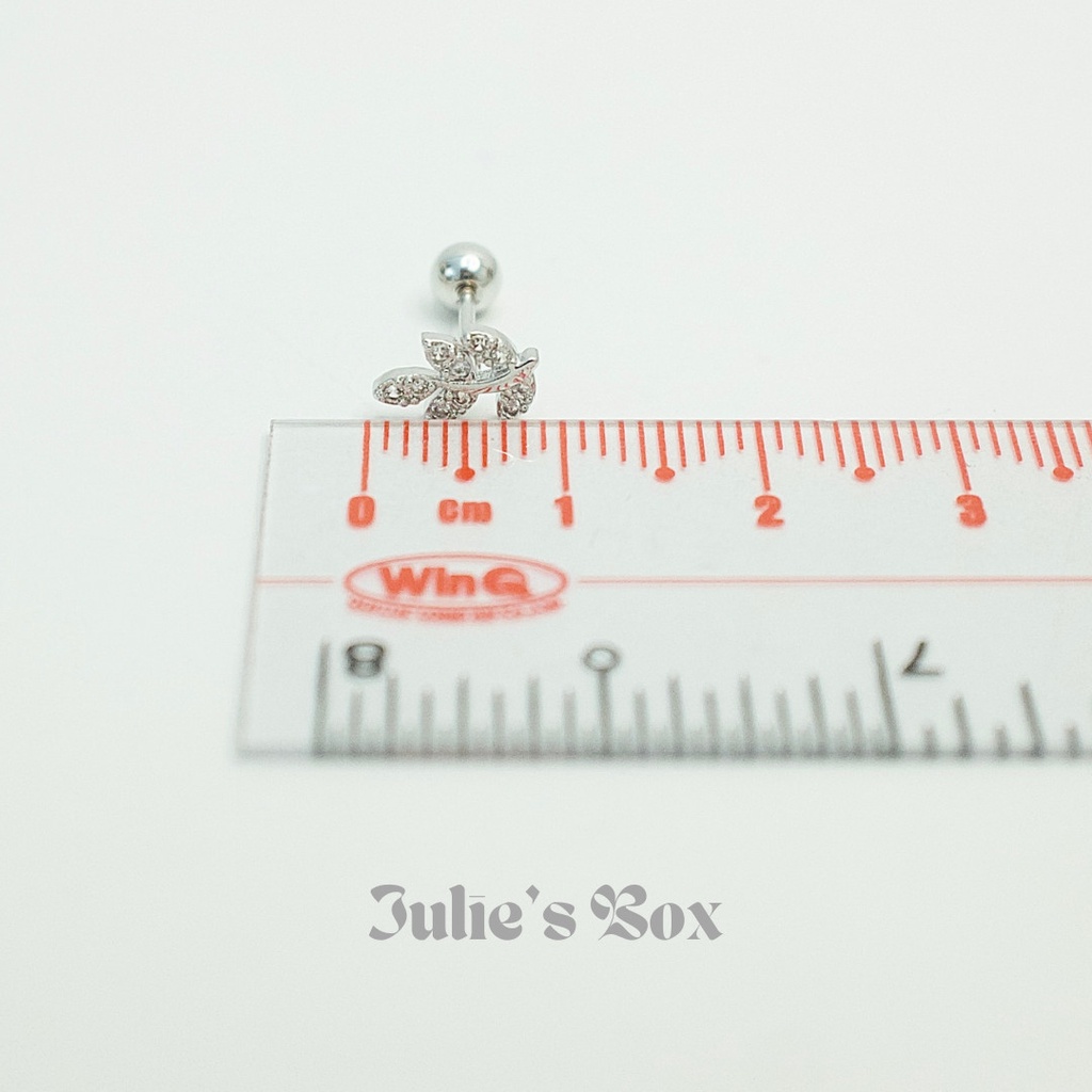 [1 Chiếc] Khuyên Tai Vành Lá Nhỏ Tai Xỏ Nam Nữ Hình Unisex Titanium Không Đen Không Ngứa Không Dị Ứng julies box