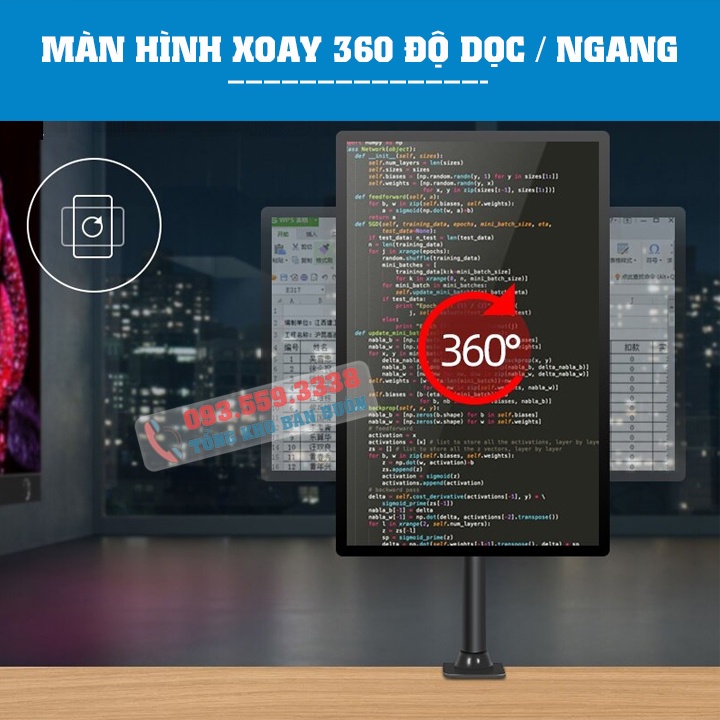 Giá Treo Màn Hình 17 - 32 Inch XL03 / HW-701 / ErgoTek EZ1 Tải Trọng 6 - 8 Kg - Lắp Đặt Kẹp Bàn [ Rẻ Hơn NB F80 ]