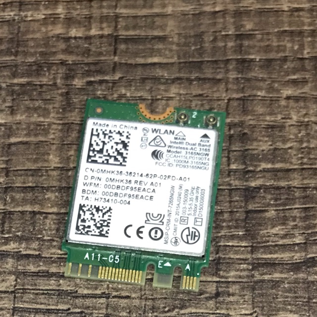 Card wifi laptop dell inspiron 15 7559 Intel 3165 3165NGW 3165AC Dual Band Wireless AC + Bluetooth4.0