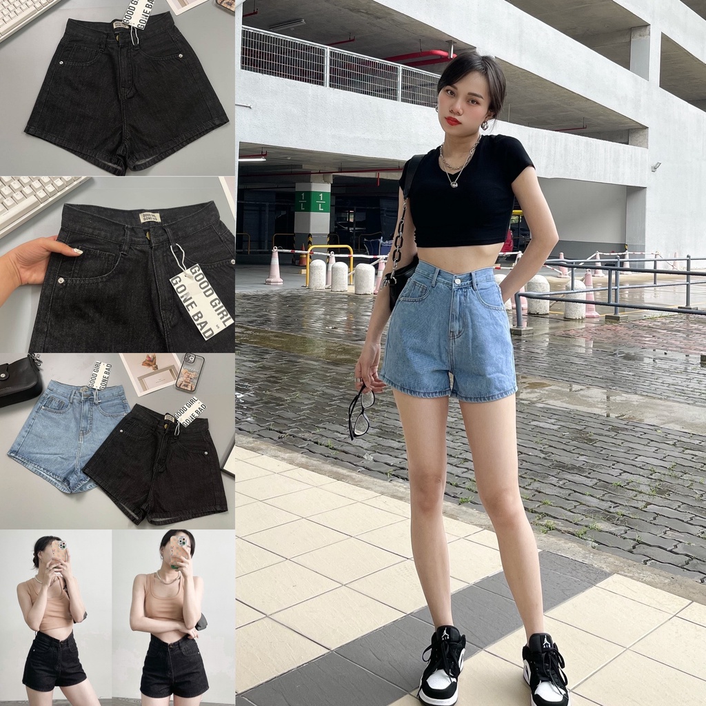 Quần Sot Jeans Nữ Lai Cuốn Lưng Cao Màu Xanh Và Đen Đủ Size( S M L) | BigBuy360 - bigbuy360.vn