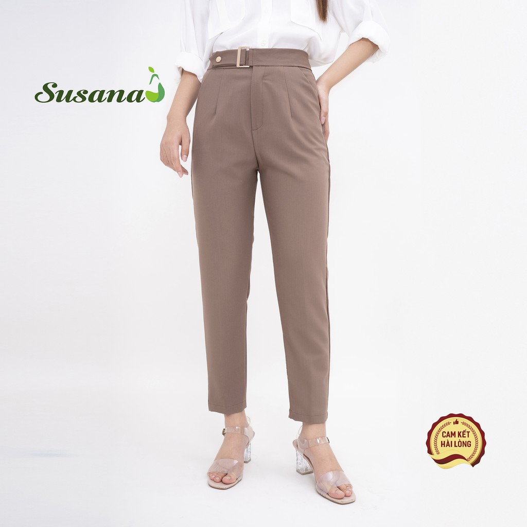 Quần Baggy Nữ Trơn Susana, Vải Mira Độc Quyền, Thoáng mát Màu Nâu San