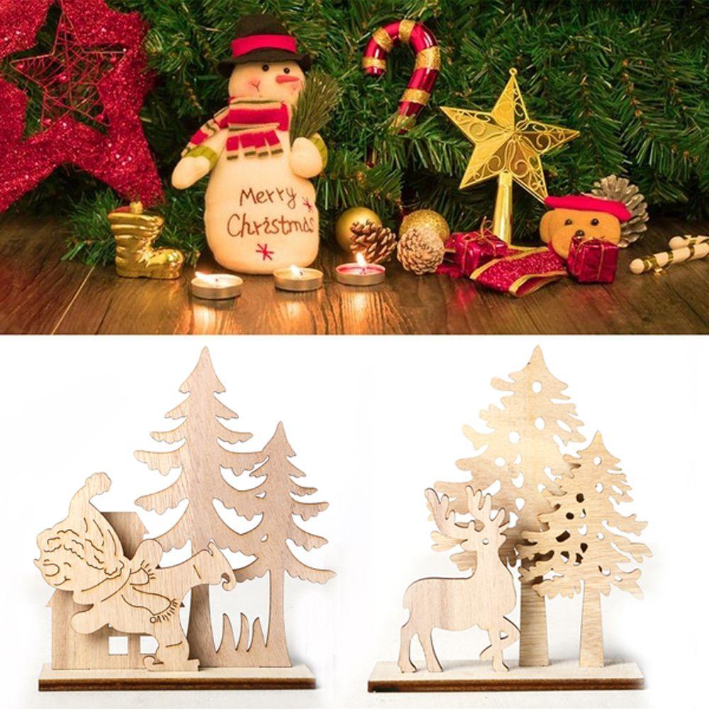 MAG 1 Bộ Đồ Trang Trí Giáng Sinh Bằng Gỗ Hình Người Tuyết Nai Sừng Tấm DIY
